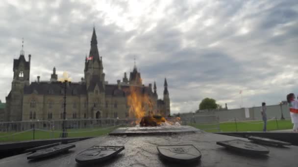 Views Centennial Flame Flamme Due Centenaire Summer Day Ottawa Ontario — Vídeo de Stock
