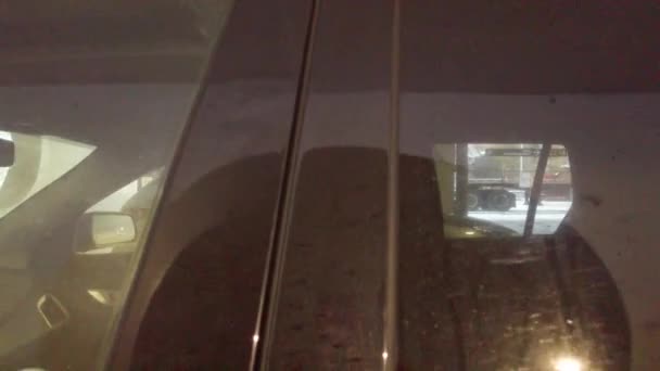 View Driver Side Red Suv Looking Concrete Portal Mall Parking — Vídeo de stock