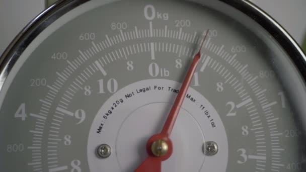 Kitchen Weighing Scales Moving Dial Close Shot — Stock video