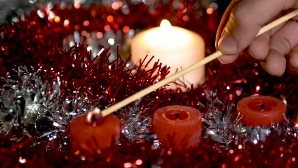 Velas Con Tema Navideño Conceptual Los Tres Sabios Niño Jesús — Vídeo de stock