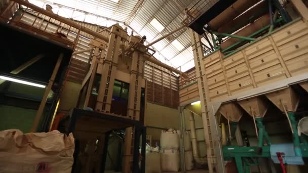 Huge Rice Milling Machine Working Factory — Vídeo de Stock