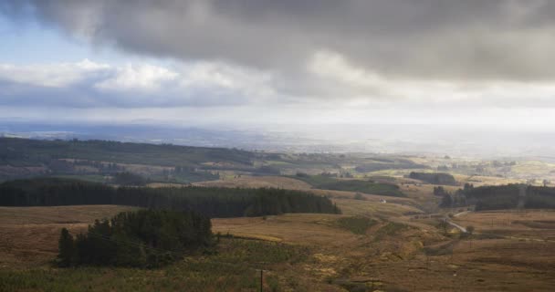 Time Lapse Remote Rural Landscape Dramatic Rain Shower Weather Ireland — 图库视频影像