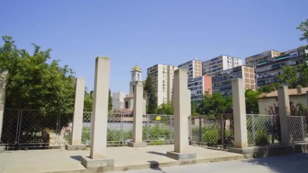 Church Sant Marti Complex Barcelona Sunny Day — Video Stock