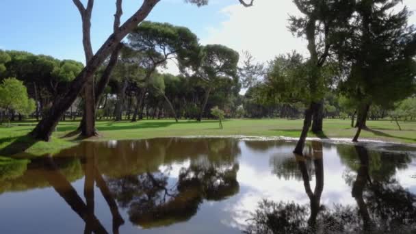 Public Golf Course Urban Area Flooded Cold Drop Mediterranean Europe — Αρχείο Βίντεο