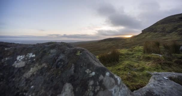 Cinematic Motion Time Lapse Remote Rural Landscape Ireland Sunset Evening — ストック動画