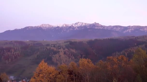 Panoramic View Rocky Piatra Craiului Mountains Brasov County Romania Autumn — Video Stock