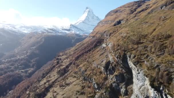 View Snow Covered Famous Matterhorn Green Landscape — Wideo stockowe