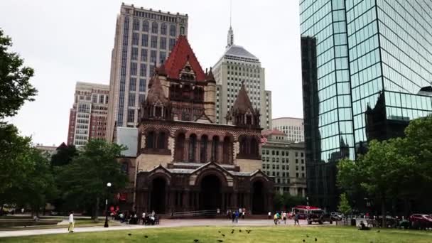 Pan Bostons Copley Square Boston View Trinity Church John Hancock — Wideo stockowe