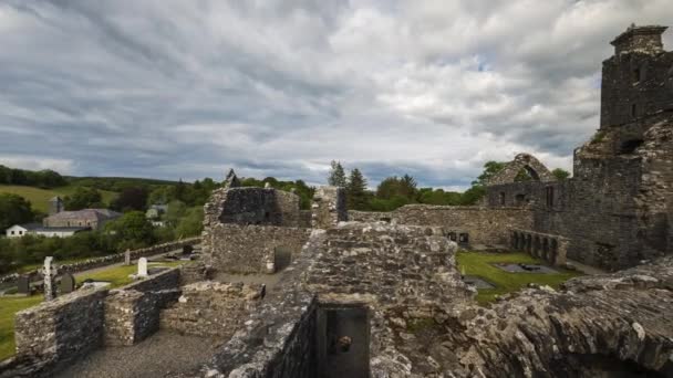 Πανόραμα Time Lapse Creevela Abbey County Leitrim Ιρλανδία Ιστορικό Αξιοθέατο — Αρχείο Βίντεο