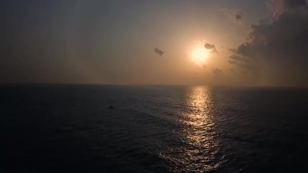Ocean Waves Beautiful Colourful Sunrise Aerial Drone Shot Beautiful Sea — 비디오