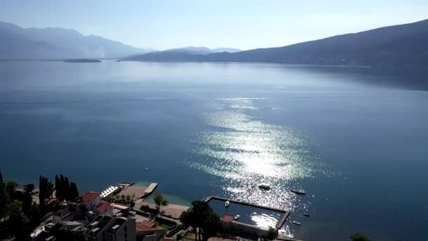 Coastal Town Boat Marina Sea Bay Clean Water Adriatic Sea — Stock videók