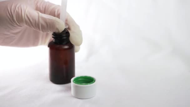 Measuring Dosage Medication Syringe Medium Shot White Background — стоковое видео