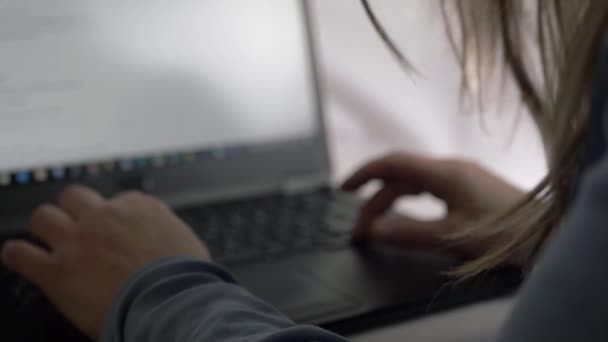 Wanita Sibuk Bekerja Pada Laptop Kantor Menutup Tembakan — Stok Video