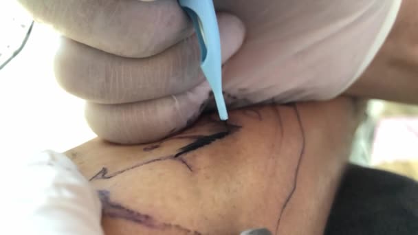 Tattoo Detail Needle Skin — Αρχείο Βίντεο