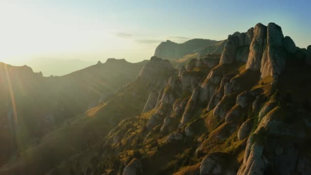 Drone View Ciucas Peak Sunset Beautiful Mountain Scenery Romania — Wideo stockowe