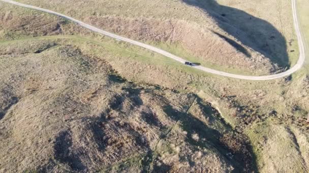Car Country Road Filmed Aerial View Car Road — Stock video
