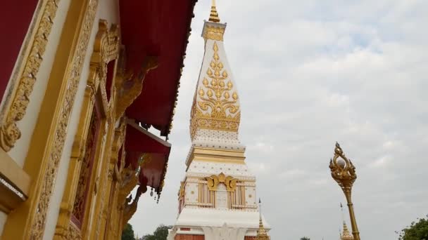 Wat Phra Nın Görüntüleri Phanom Ünlü Budist Tapınağı Nakhon Panom — Stok video