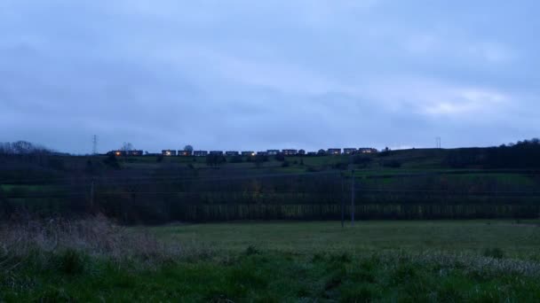 Timelapse Rural Village Hill Dusk — Vídeos de Stock