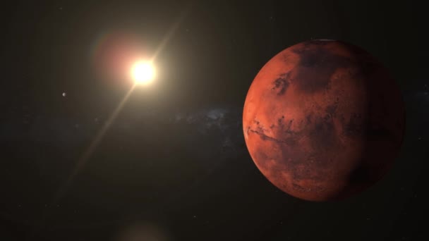 Space View Planet Mars Sun Universe — Vídeo de Stock