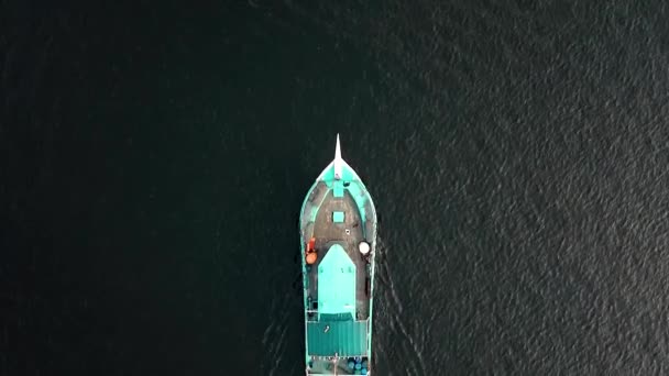 High Angle Fishing Boat Sailing Sea — Stok video