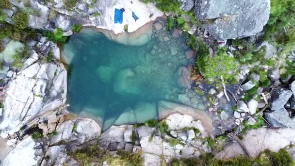 Small Blue Lagoon Created Waterfall Peneda Geres National Park Portugal — 비디오