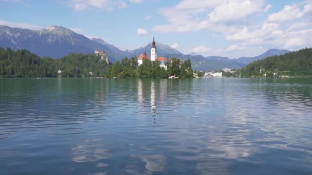 Church Mother God Lake Bled Slow Motion — Vídeo de stock