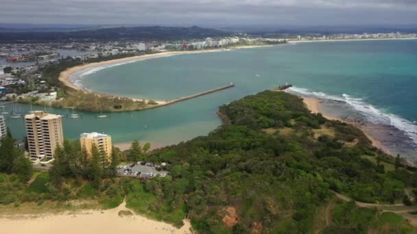 Mooloolaba Sunshine Coast Cloudy Day Drone Footage — Stock video