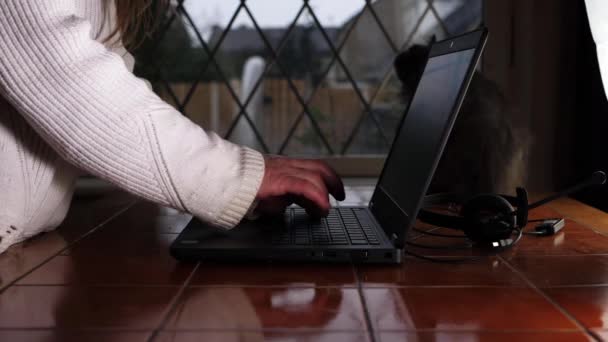 Busy Woman Working Home Laptop Medium Shot — Vídeo de Stock