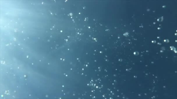 Bubbles Floating Water Slow Motion Few Light Rays Coming Left — Video