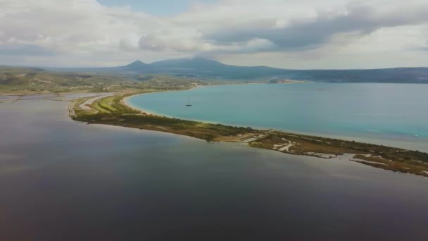 Aerial Drone View Footage Gialova Lagoon Voidokoilia Beach — Video Stock