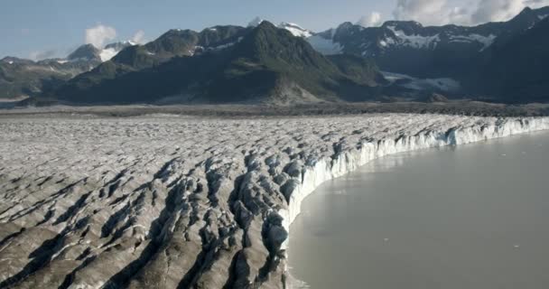 Flying Glacier Wilderness Alaska Usa Airplane Aerial View Massive Rugged — Stockvideo
