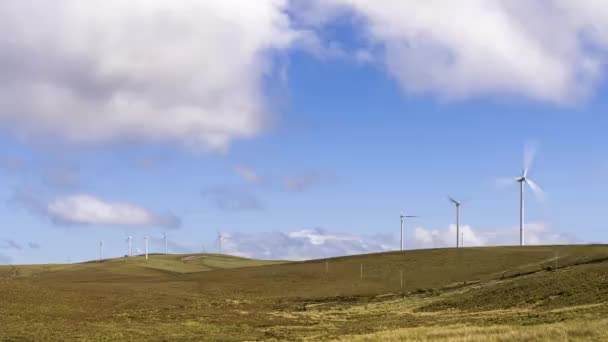Time Lapse Wind Turbines Remote Landscape Area Daytime Passing Clouds — Stockvideo