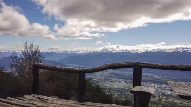 Pan Right Timelapse Bolsn Valley Covered Clouds Piltriquitron Hill Panoramic — Video