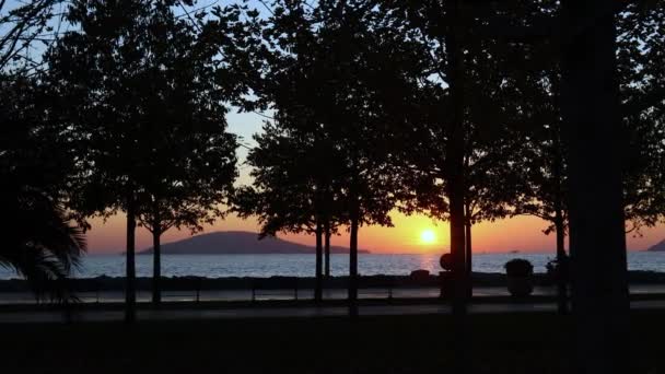 Colorful Sunset Sea Marmara Istanbul Turkey Scenic Anatolian Side Sundown — Vídeo de Stock