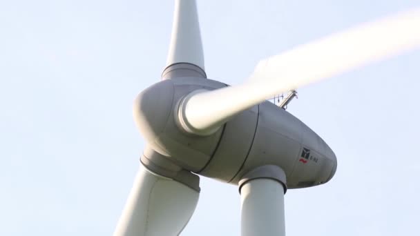 Closeup Onshore Wind Turbine Turning East Frisia Germany 2020 — ストック動画