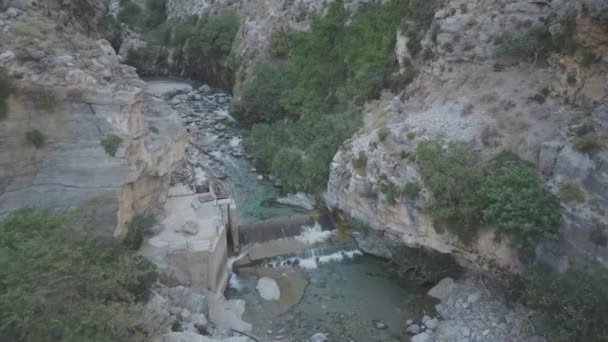 Aerial View Kourtaliotis Gorge Waterfalls Crete Greece Medium Angle Rare — Stockvideo