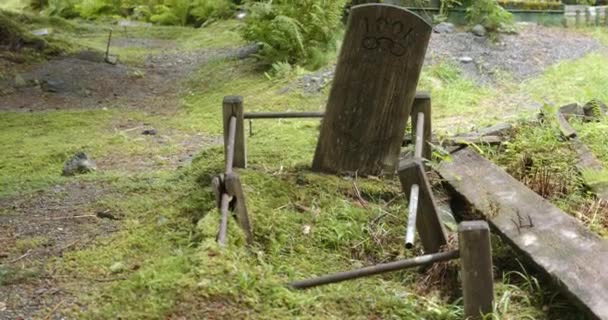 Rusty Grave Tombstone Aljaška Graveyard Gold Mining Era Usa — Stock video