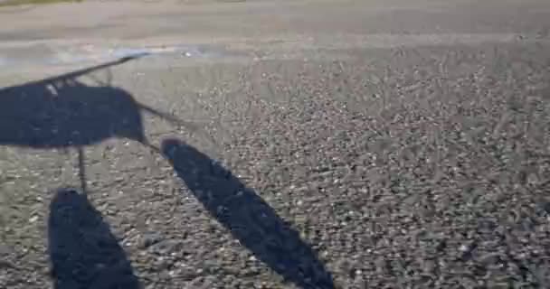 Shadow Small Civil Airplane Taking Rural Runway Passenger Pov — 图库视频影像