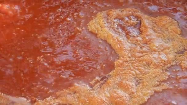 Boiling Tomato Sauce Close Shot — Stok video