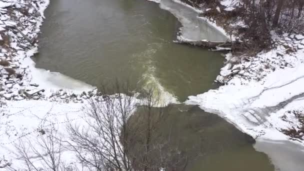 Scenic Winter Washed Out Road Aerial — Vídeos de Stock