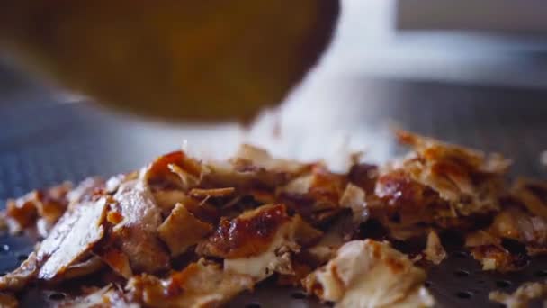 Chef Preparando Haciendo Carne Tradicional Turca Doner Kebab Concepto Restaurante — Vídeo de stock