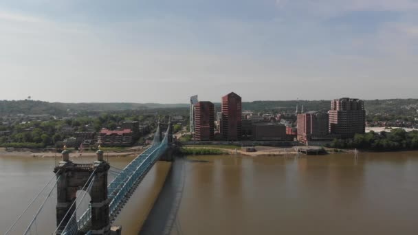 Aerial View Bridge River City — Stock video