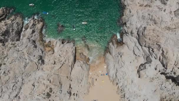 Aerial View Beach Rock Formations — Stockvideo