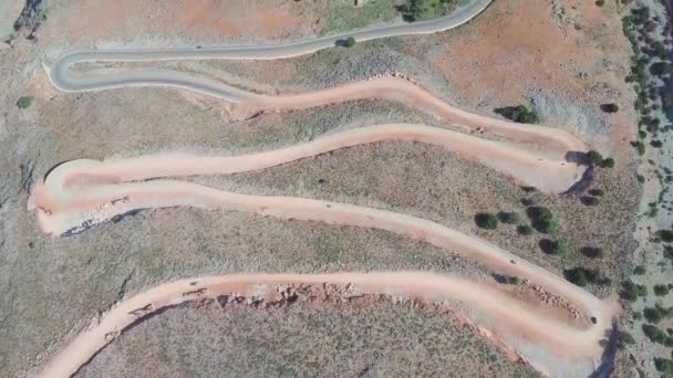 Breathtakingly Steep Curvy Roads Climbing Coastal Cliffs Sfakia Region Southern — Video Stock