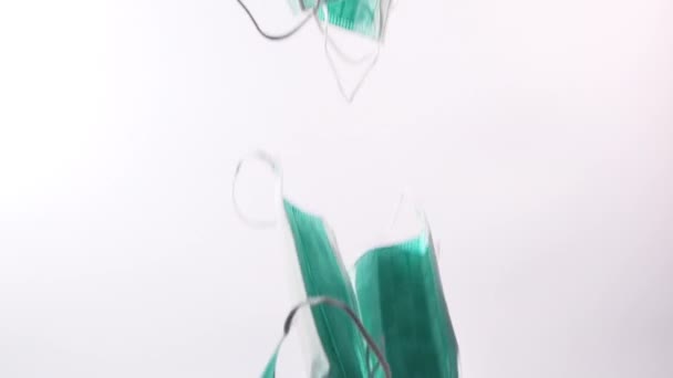 Pile Surgical Mask Falling Slow Motion — Wideo stockowe