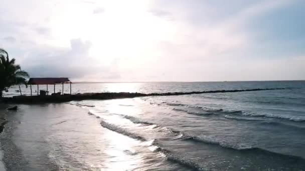 Beautiful Sunset Gulf Morrosquillo Colombian Caribbean White Sands Beach Calm — Vídeo de stock