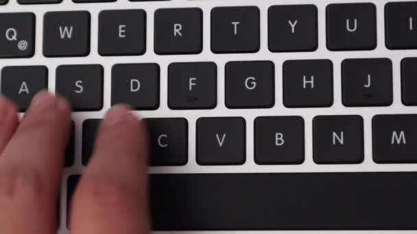 Pressing Keys Laptop Keyboard Close — Vídeo de Stock