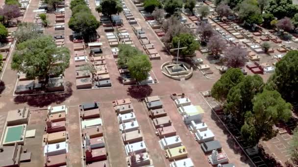 Large Cemetery Grid Layout Top View Alleys Blocks Tombs Graveyard — Video