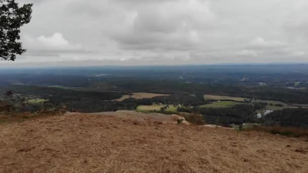 Cliff Fly Fall Leaves Forest Aerial Drone — Vídeos de Stock