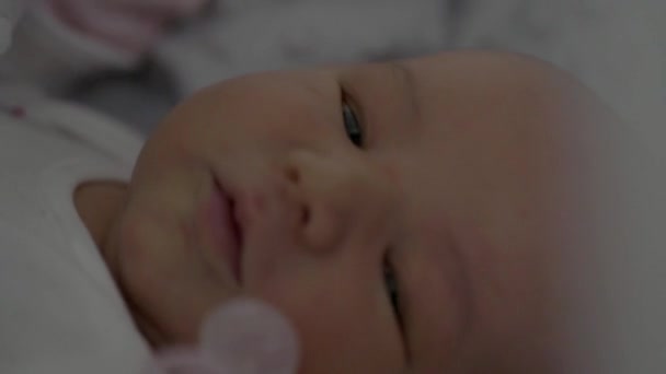 Innocent Eyes Adorable New Born Baby Close — Stock video